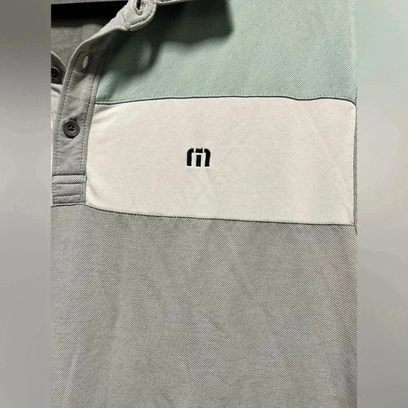 Travis Mathew Polo Shirt Mens L Gray Green White Golf Adult Logo Casual - Picture 2 of 5